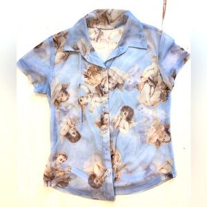 VTG Self Esteem Angel sheer collar top